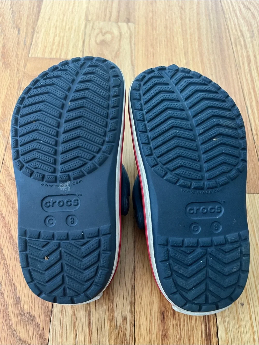 CROCS Kids Navy Clog with Red and White Trim